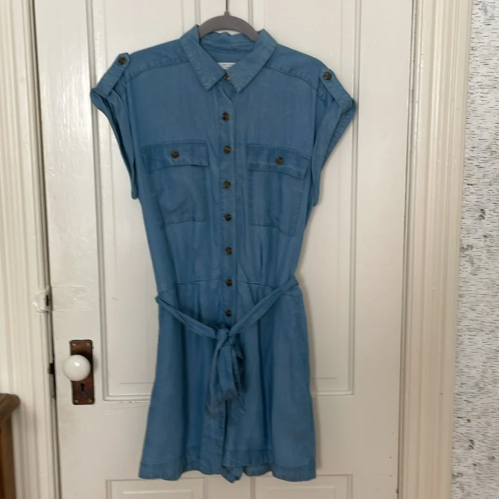 Ann Taylor Light Blue Chambray Romper - Picture 3 of 7